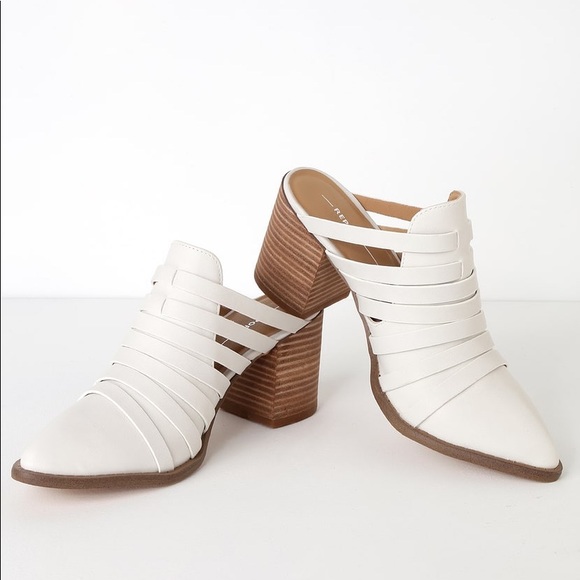 Report Shoes - Report tommy white pointed toe mules